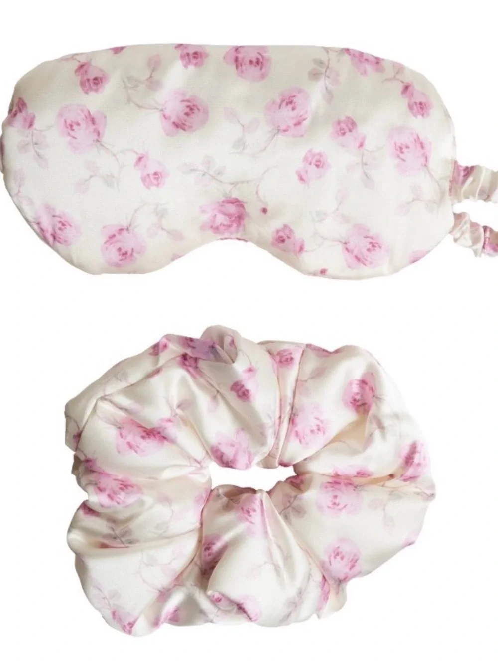 LoveShackFancy Goody Ribbon Rosa Eye Mask +Scrunchie 2CT Sterling Dusk - NWT